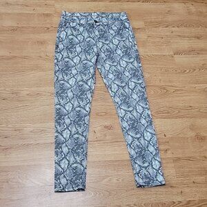 Seven7 Grey White Snakeskin Pattern Tummyless High Rise Skinny  Pants Size 6